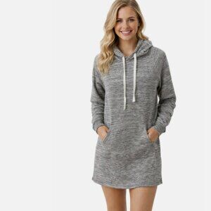 Doublju Hoodie Sweatshirt Dress Heather Gray Women's Small Drawstring NEW